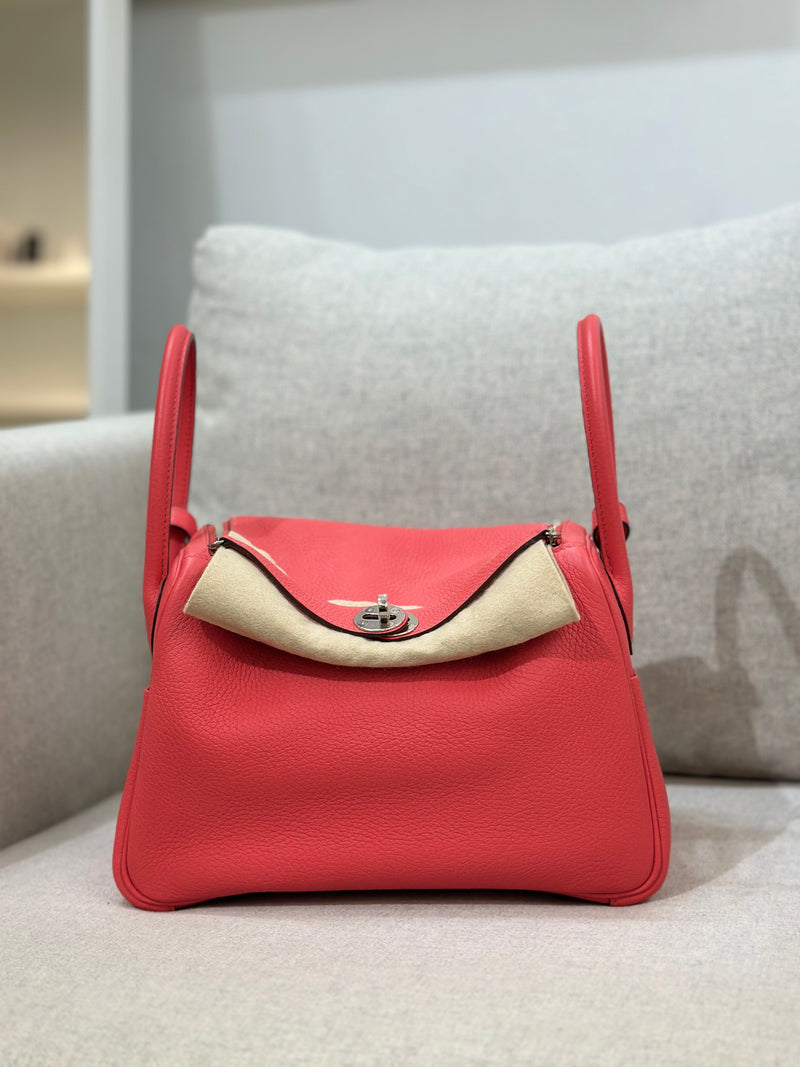 Hermes Lindy Rose Jaipur Taurillon Clemence Palladium Hardware