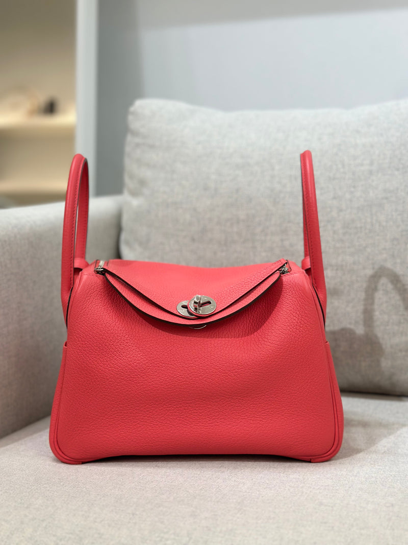 Hermes Lindy Rose Jaipur Taurillon Clemence Palladium Hardware