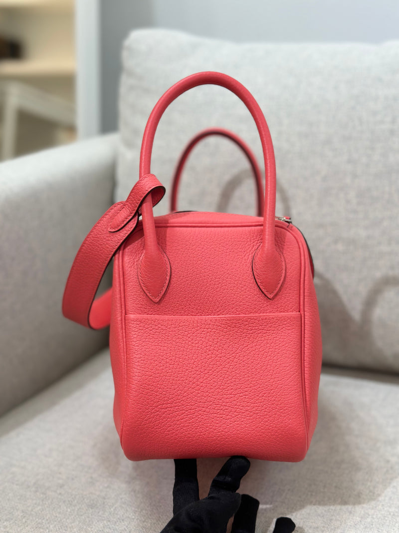 Hermes Lindy Rose Jaipur Taurillon Clemence Palladium Hardware