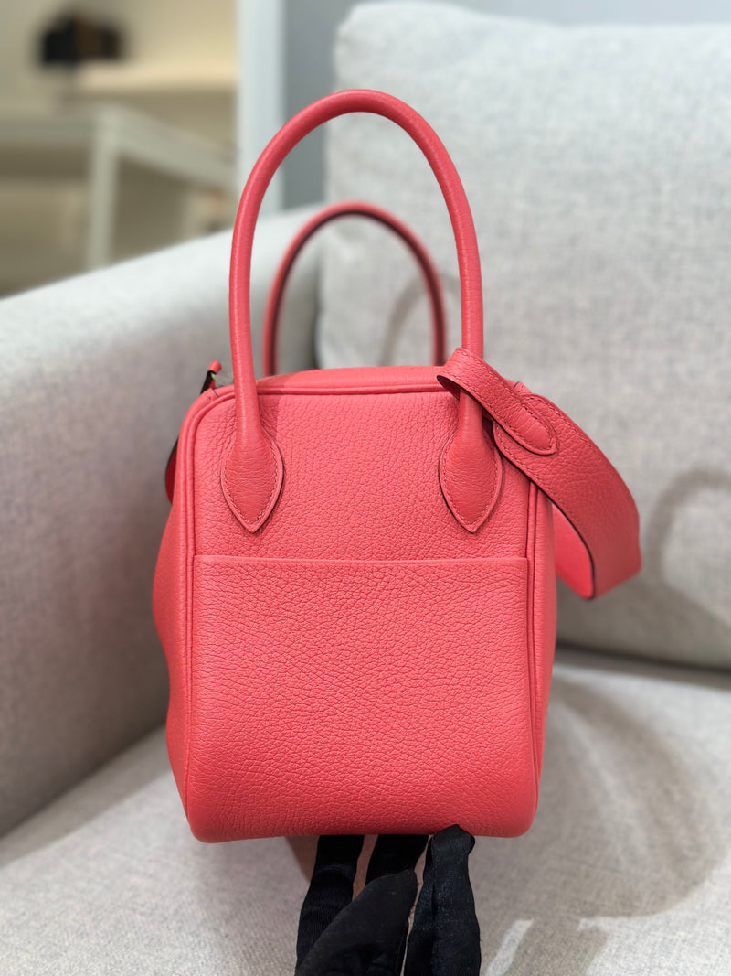 Hermes Lindy Rose Jaipur Taurillon Clemence Palladium Hardware