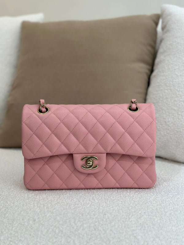 Chanel Small Classic Flap 22C Sakura Pink Caviar Light Gold Hardware