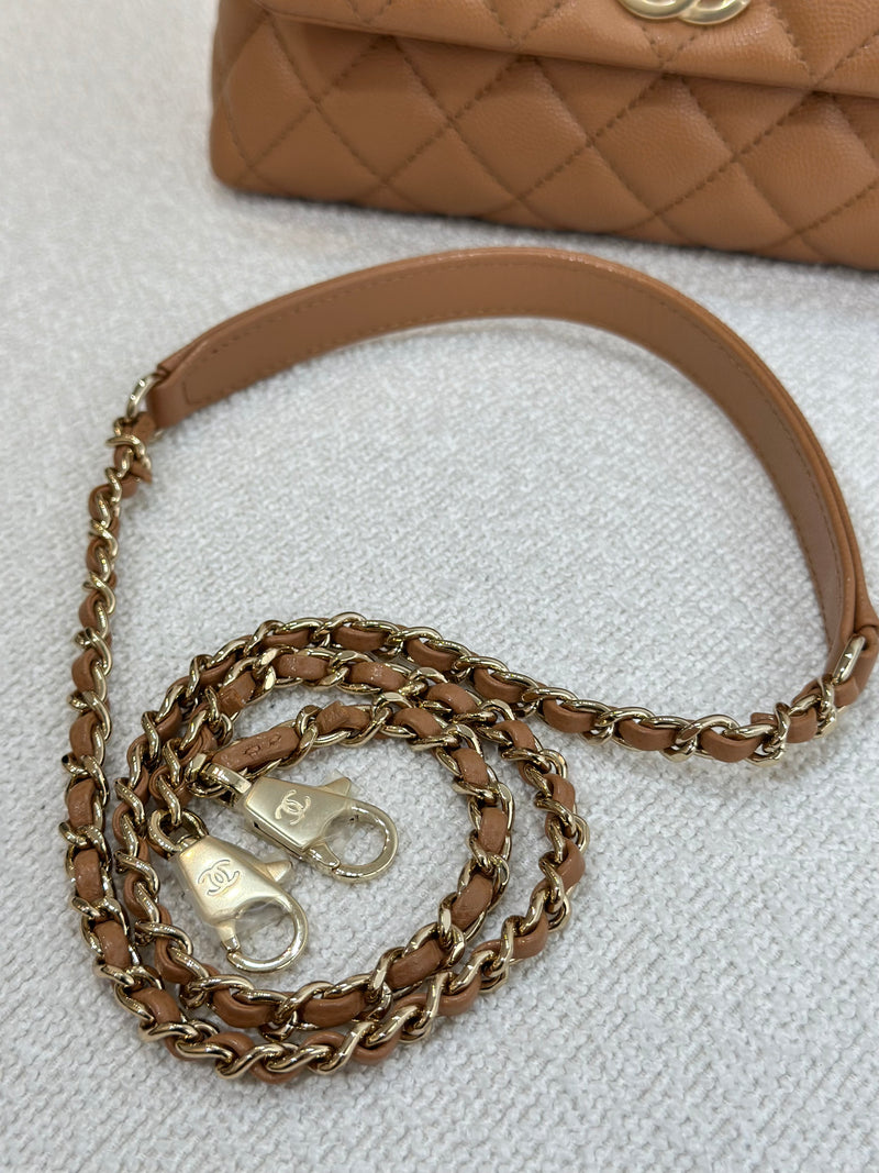 Chanel Small Coco Handle 21P Caramel Caviar Light Gold Hardware