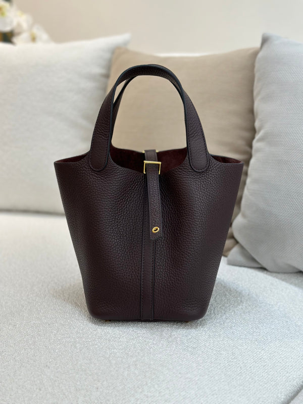 Hermes Picotin 18 Rouge Sellier Clemence with Gold Hardware