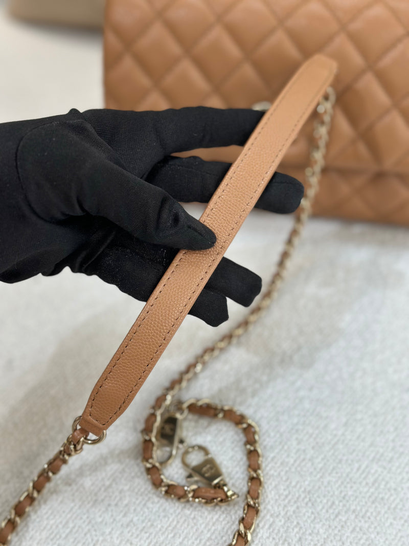 Chanel Small Coco Handle 21P Caramel Caviar Light Gold Hardware