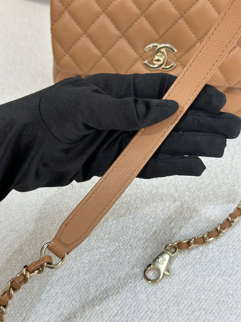 Chanel Small Coco Handle 21P Caramel Caviar Light Gold Hardware