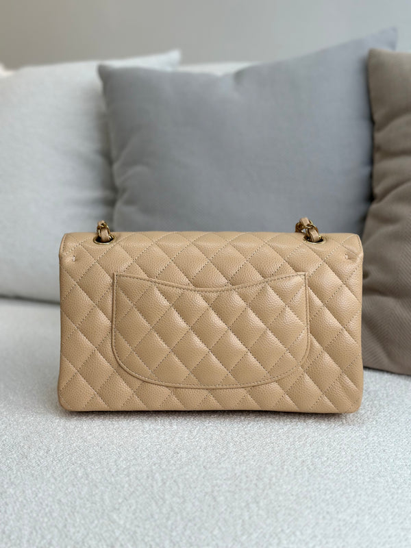 Chanel Medium Classic Flap Beige Clair Caviar Gold Hardware