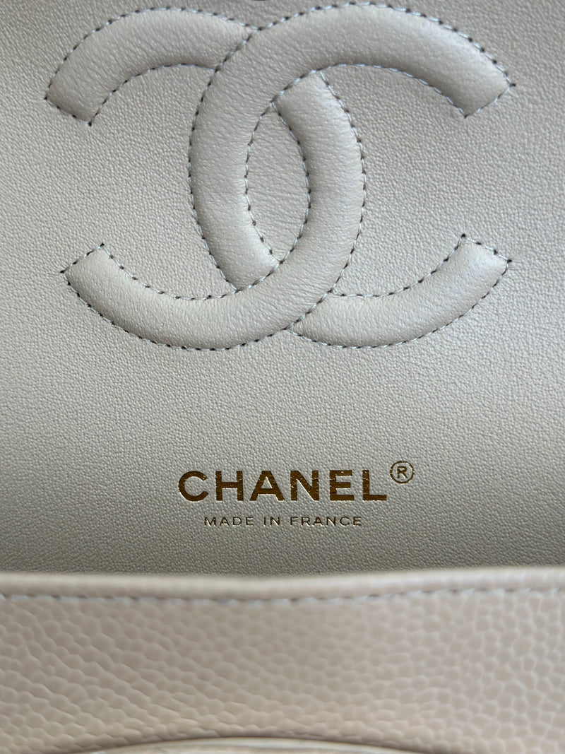 Chanel Medium Classic Flap Beige Clair Caviar Gold Hardware