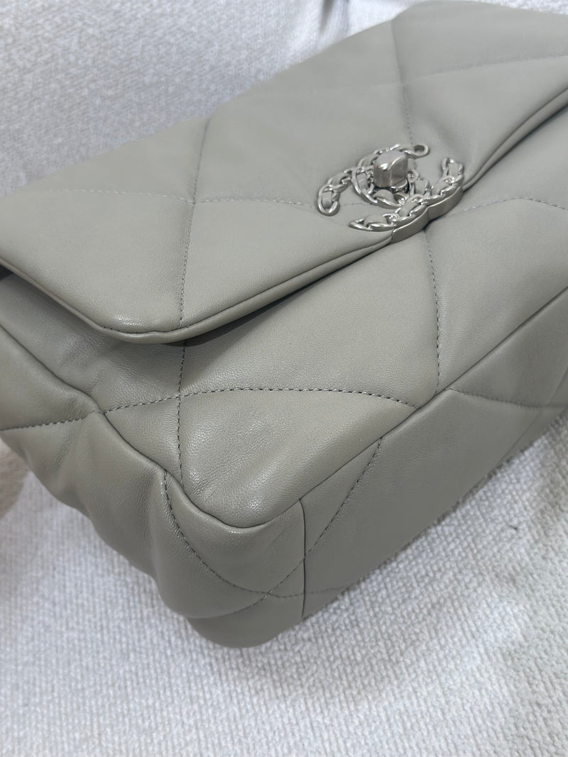 Chanel 19 Small Grey Lambskin Mixed Metal Hardware