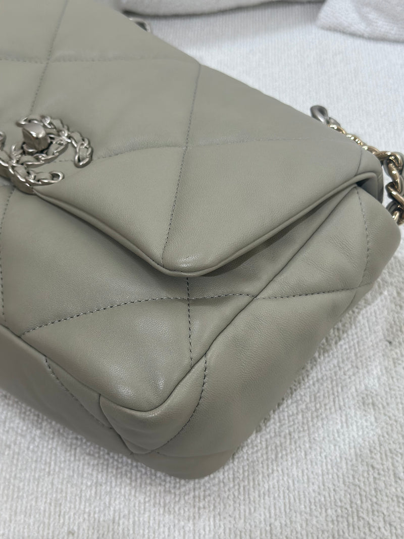 Chanel 19 Small Grey Lambskin Mixed Metal Hardware