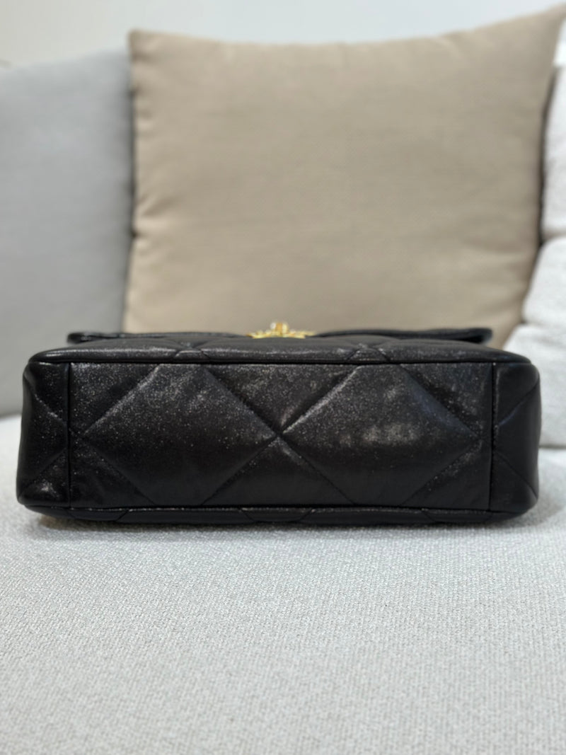 Chanel 19 Medium Flap Bag in Black Lambskin Mixed Metal Hardware