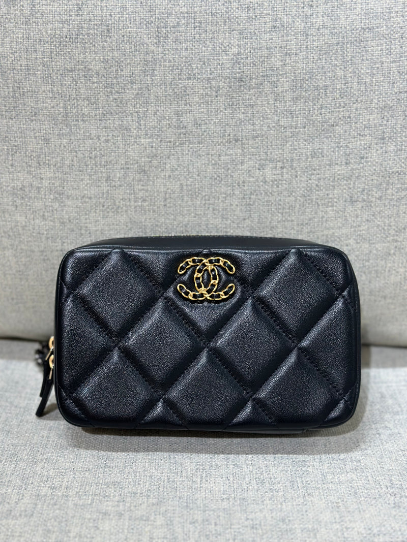 Chanel 19 Camera Bag Black Lambskin Mixed Metal Hardware