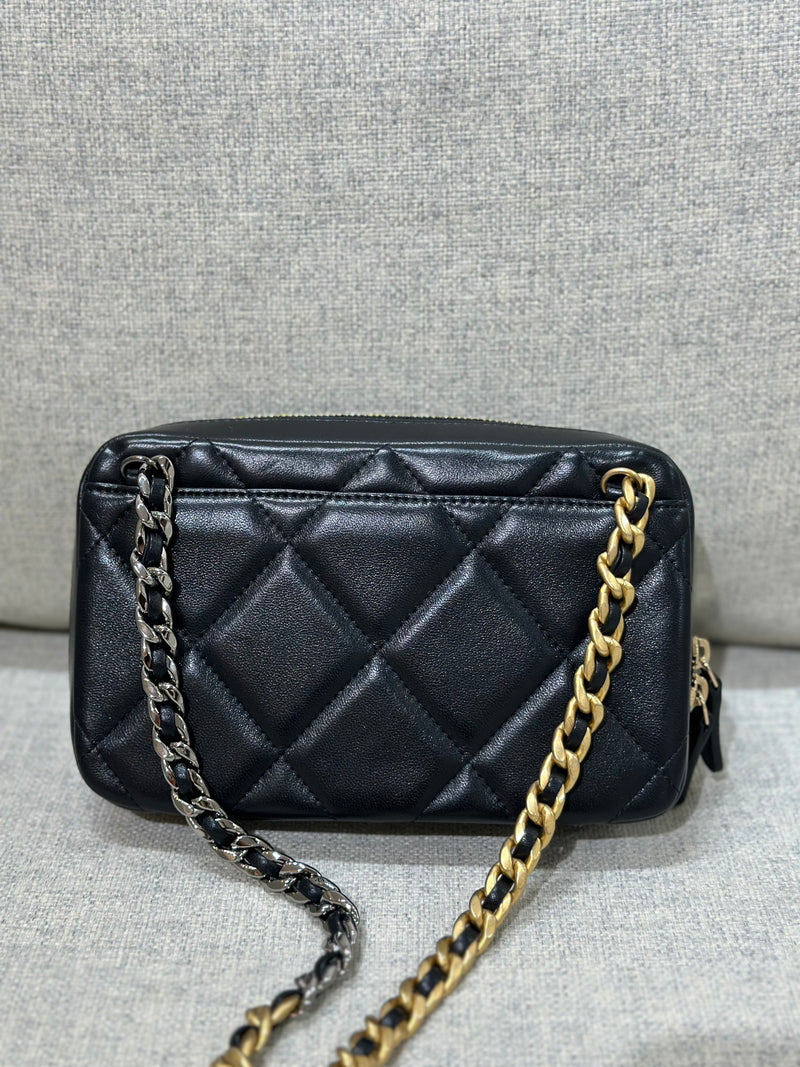 Chanel 19 Camera Bag Black Lambskin Mixed Metal Hardware