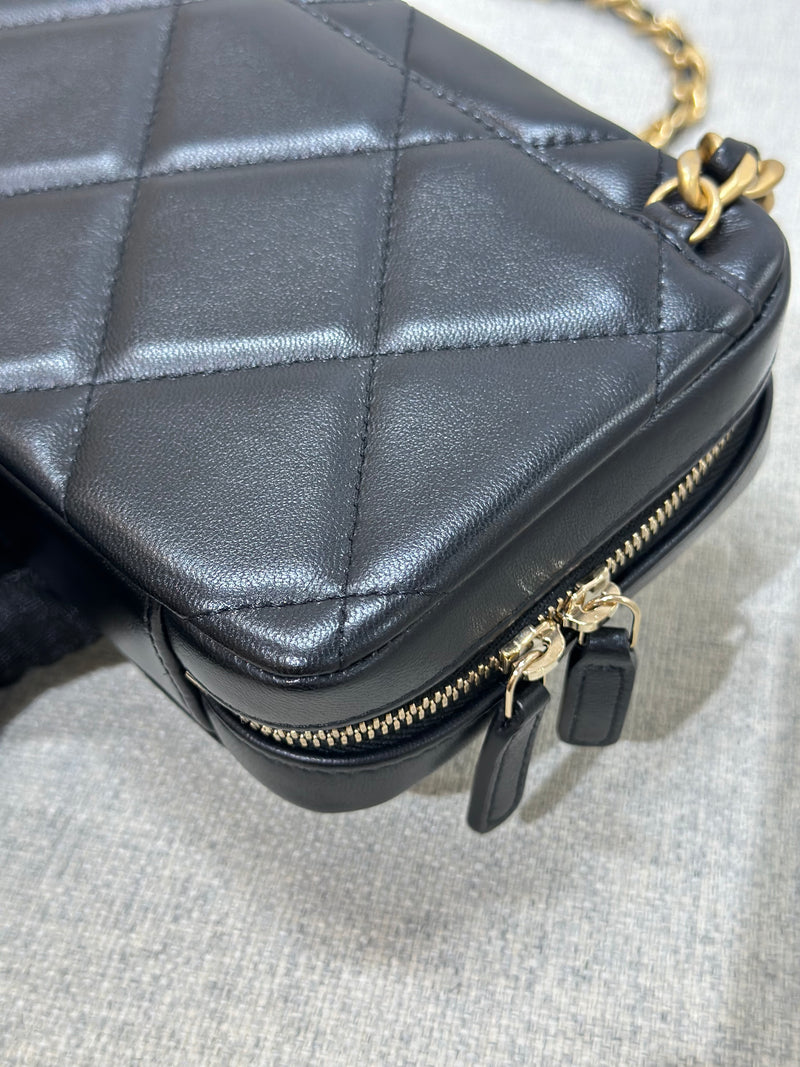 Chanel 19 Camera Bag Black Lambskin Mixed Metal Hardware