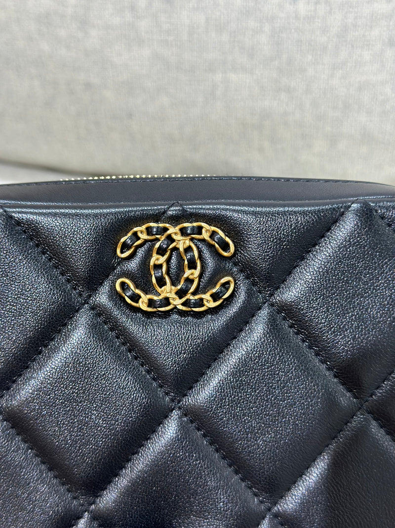 Chanel 19 Camera Bag Black Lambskin Mixed Metal Hardware