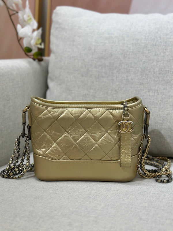Chanel Small Gabrielle Hobo Gold Distressed Hobo Mixed Metal Hardware