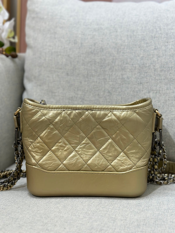 Chanel Small Gabrielle Hobo Gold Distressed Hobo Mixed Metal Hardware
