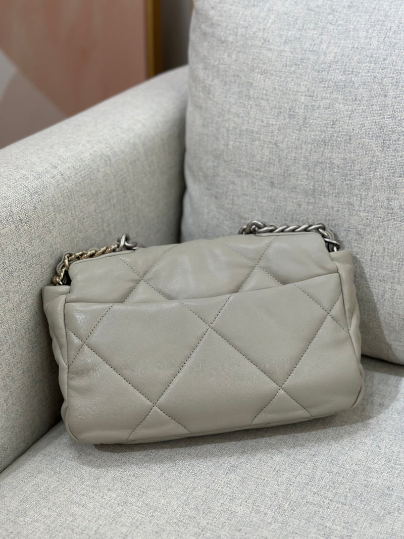 Chanel 19 Small Grey Lambskin Mixed Metal Hardware