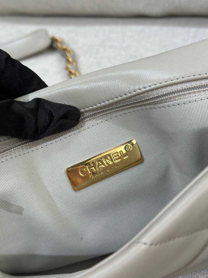 Chanel 19 Small Grey Lambskin Mixed Metal Hardware