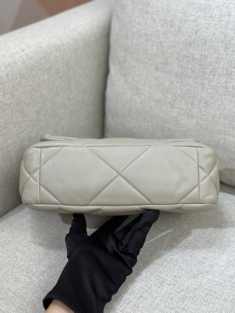 Chanel 19 Small Grey Lambskin Mixed Metal Hardware